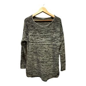 Ellen Tracy Womens XL Black White Space‎ Dye Knit Tunic Sweater Mature